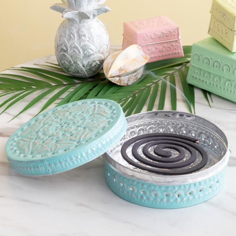 蚊取り線香ホルダー 蚊取り線香立て 蚊取り線香入れ 径約16cm 蚊取り線香 蚊遣り 蚊やり 蓋付き ハンドル付き アルミ製 虫よけ対策 13945 | ブランド登録なし | 01