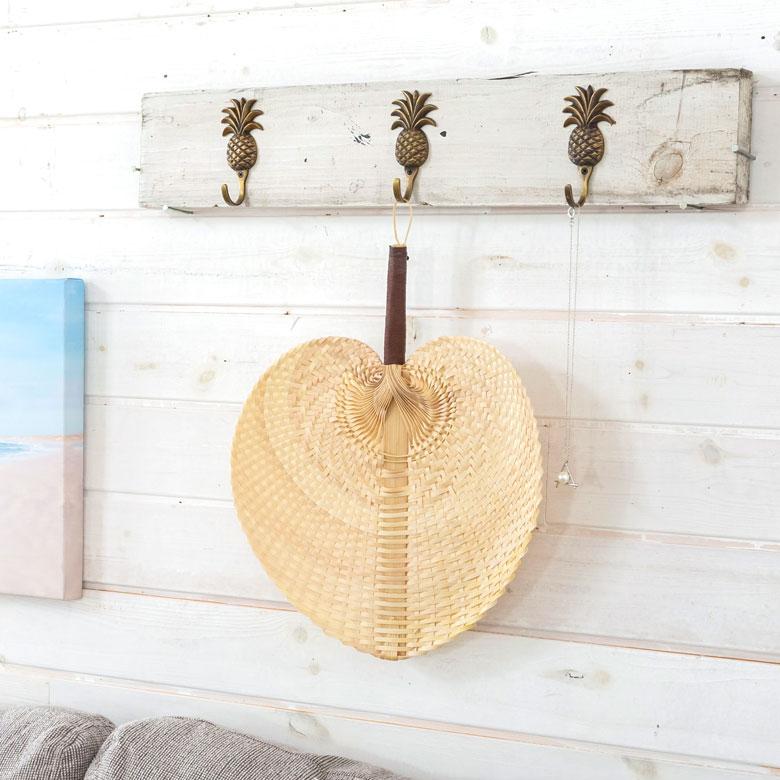 うちわ 団扇 扇子 せんす ロンタル 椰子製 ハンドメイド 約 W32×D2×H35 モダンアジアン ナチュラル ブラウン シンプル 13947 | ブランド登録なし | 16