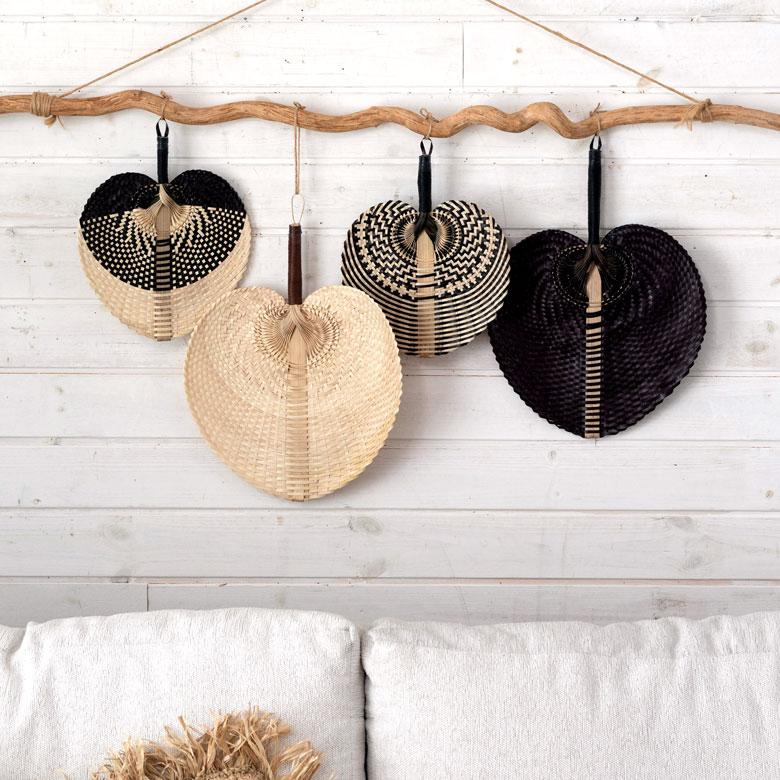 うちわ 団扇 扇子 せんす ロンタル 椰子製 ハンドメイド 約 W32×D2×H35 モダンアジアン ナチュラル ブラウン シンプル 13947 | ブランド登録なし | 17