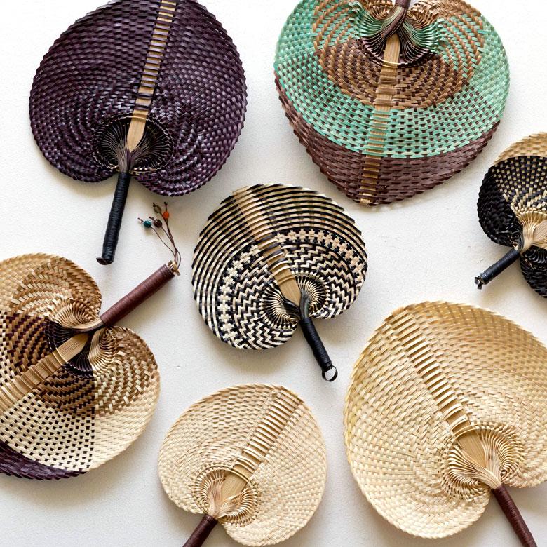 うちわ 団扇 扇子 せんす ロンタル 椰子製 ハンドメイド 約 W32×D2×H35 モダンアジアン ナチュラル ブラウン シンプル 13947 | ブランド登録なし | 19