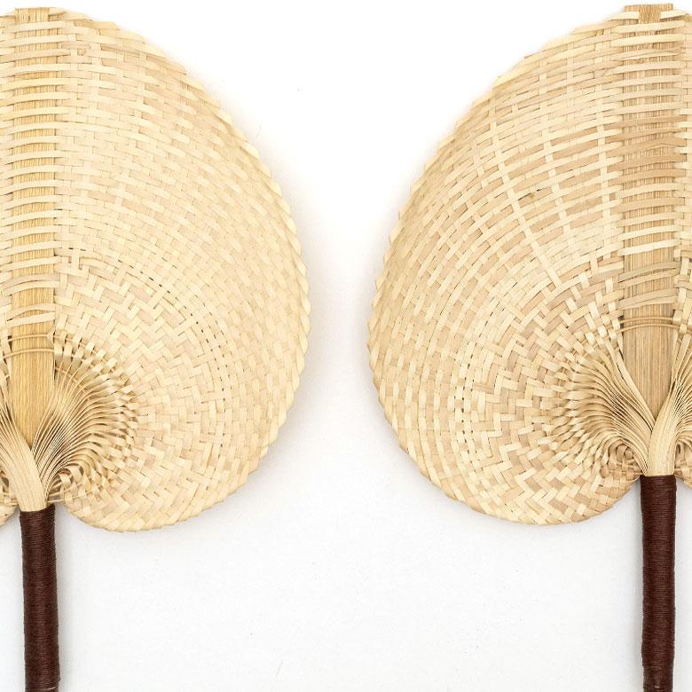 うちわ 団扇 扇子 せんす ロンタル 椰子製 ハンドメイド 約 W32×D2×H35 モダンアジアン ナチュラル ブラウン シンプル 13947 | ブランド登録なし | 20