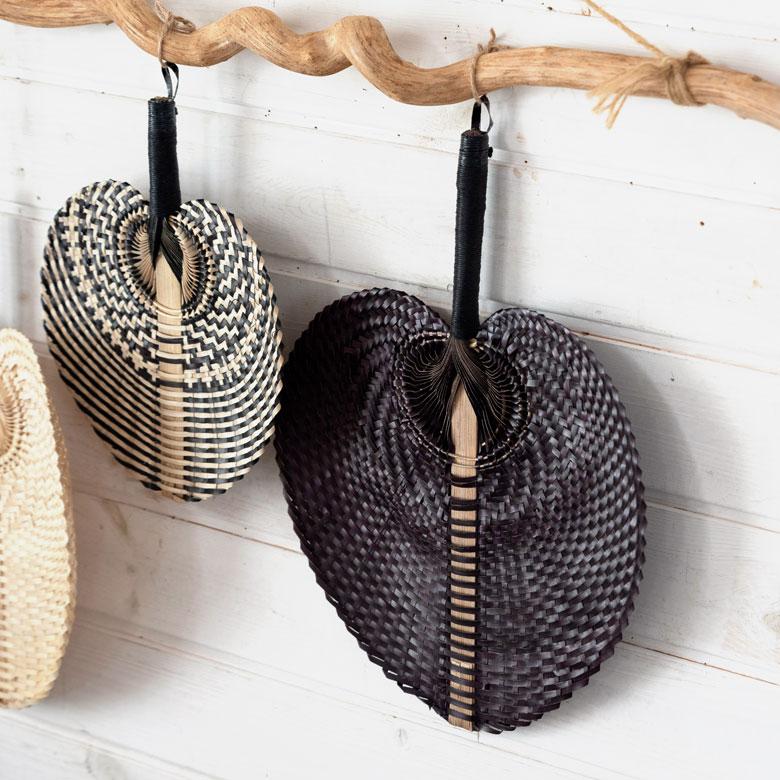 うちわ 団扇 扇子 せんす ロンタル 椰子製 ハンドメイド 約 W32×D2×H35 モダンアジアン ナチュラル ブラウン シンプル 13947 | ブランド登録なし | 07