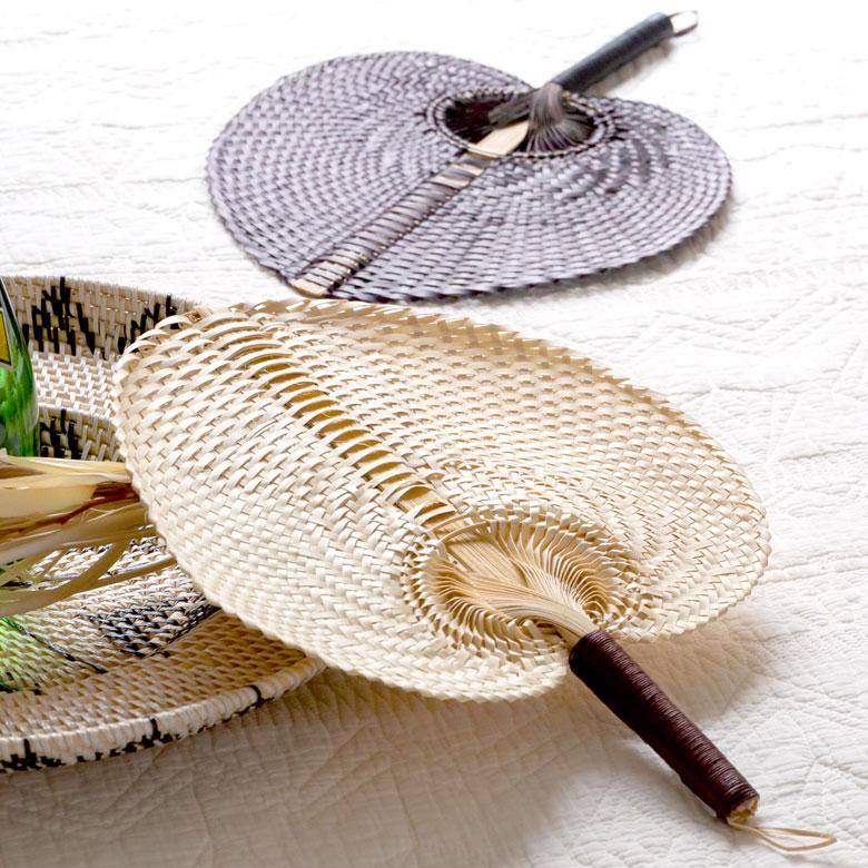 うちわ 団扇 扇子 せんす ロンタル 椰子製 ハンドメイド 約 W32×D2×H35 モダンアジアン ナチュラル ブラウン シンプル 13947 | ブランド登録なし | 08