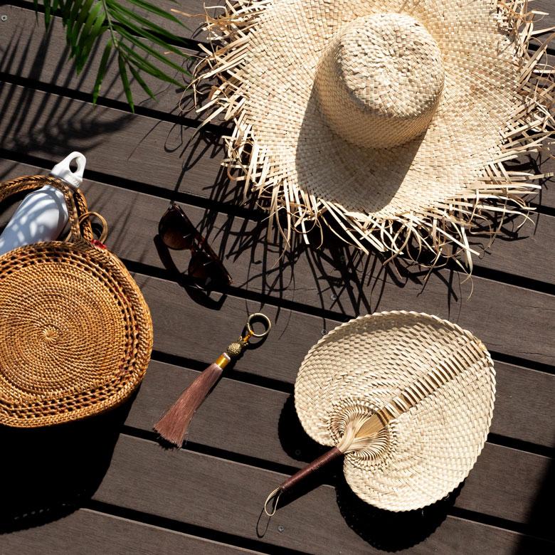 うちわ 団扇 扇子 せんす ロンタル 椰子製 ハンドメイド 約 W32×D2×H35 モダンアジアン ナチュラル ブラウン シンプル 13947 | ブランド登録なし | 10