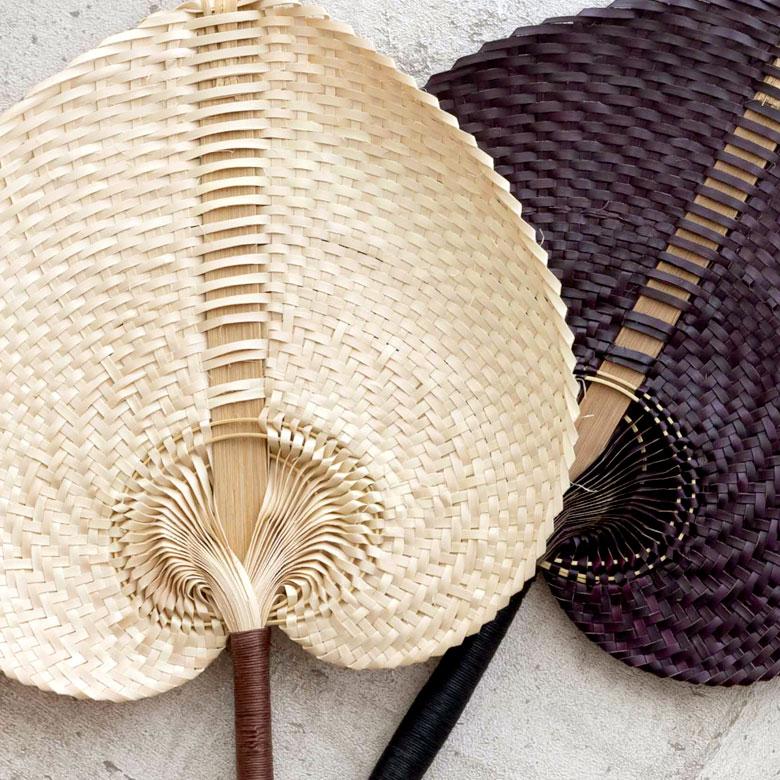 うちわ 団扇 扇子 せんす ロンタル 椰子製 ハンドメイド 約 W32×D2×H35 モダンアジアン ナチュラル ブラウン シンプル 13947 | ブランド登録なし | 11