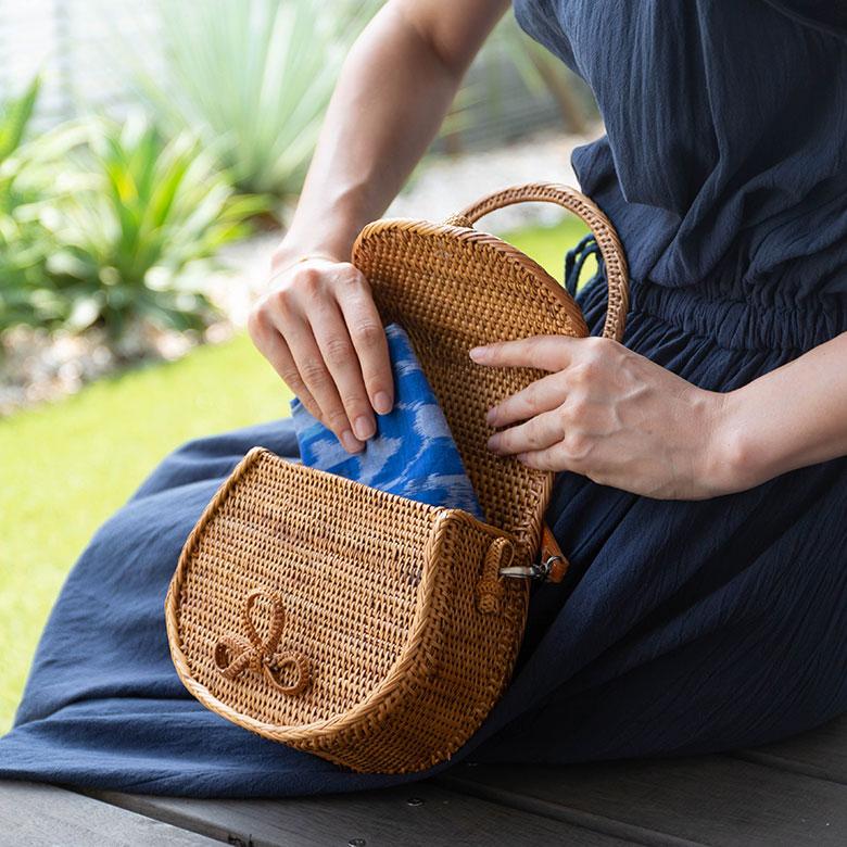 かごバッグ アタバッグ かご バッグ ハンドバッグ 約 W 15cm D 8cm H 16cm アタ 手提げ ショルダーバッグ レザー 革紐 2wayバッグ ショルダー 13949 | ブランド登録なし | 08