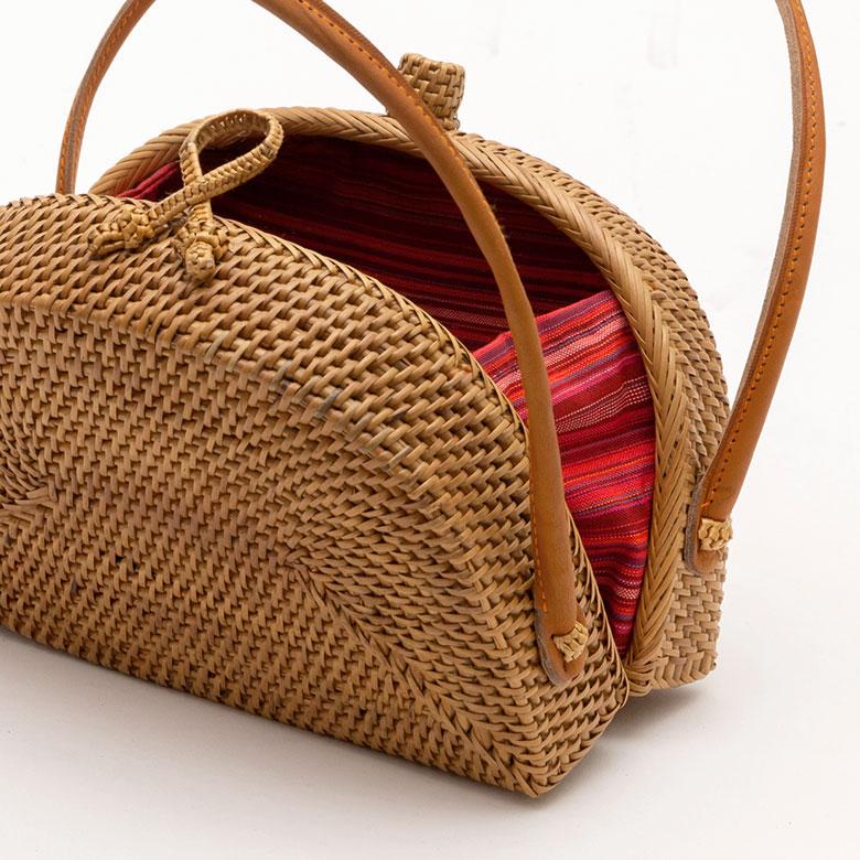 アタバッグ かごバッグ かご バッグ ハーフムーン 約 W 20cm D 9cm H 21cm アタ ハンドバッグ おでかけ 浴衣 和装 アジアン 雑貨 13950 | ブランド登録なし | 10