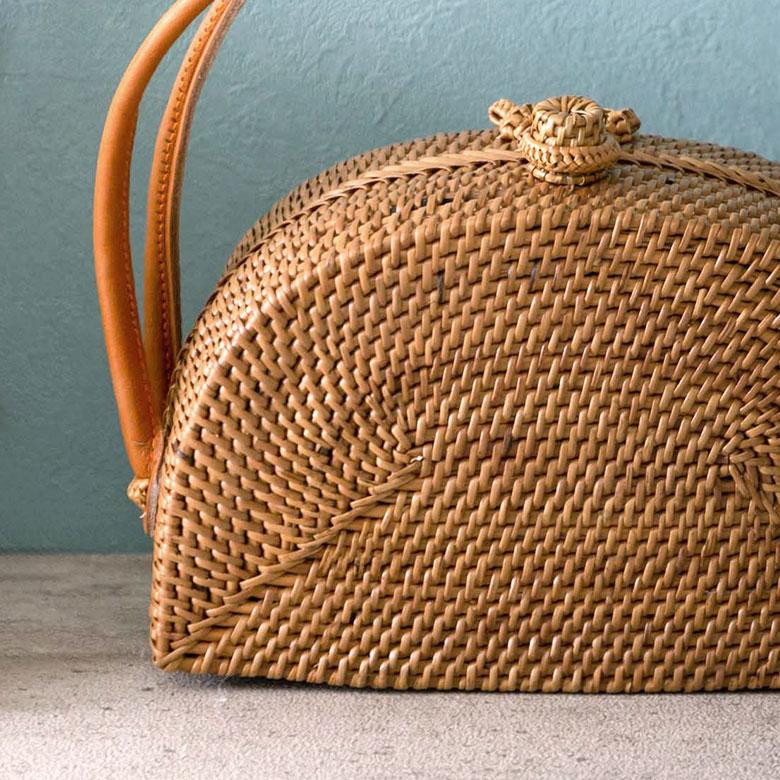 アタバッグ かごバッグ かご バッグ ハーフムーン 約 W 20cm D 9cm H 21cm アタ ハンドバッグ おでかけ 浴衣 和装 アジアン 雑貨 13950 | ブランド登録なし | 02