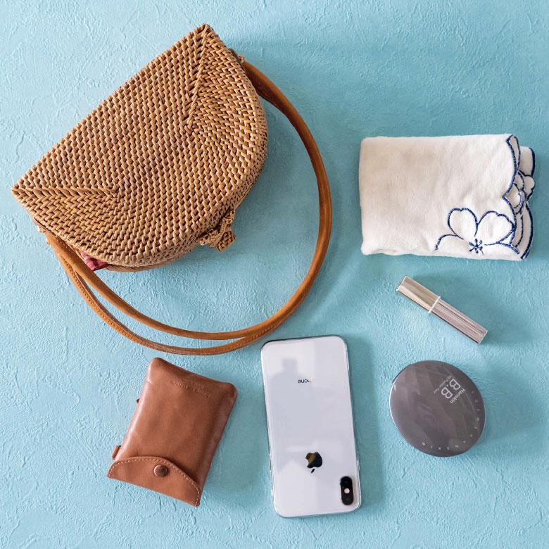 アタバッグ かごバッグ かご バッグ ハーフムーン 約 W 20cm D 9cm H 21cm アタ ハンドバッグ おでかけ 浴衣 和装 アジアン 雑貨 13950 | ブランド登録なし | 03