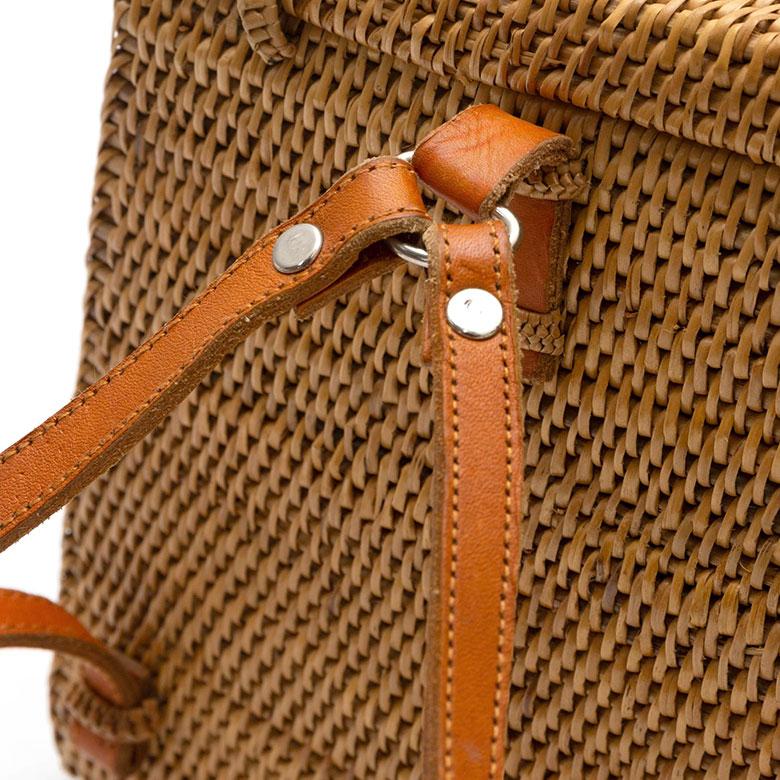 リュック ショルダー アタバッグ かごバッグ かご バッグ リュクサック レザー 革 紐 約 W 24cm D 12cm H 19cm アタ アジアン 雑貨 13951 | ブランド登録なし | 10