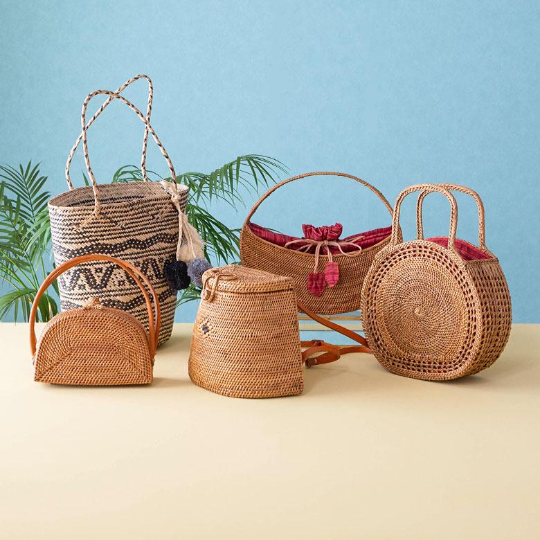 リュック ショルダー アタバッグ かごバッグ かご バッグ リュクサック レザー 革 紐 約 W 24cm D 12cm H 19cm アタ アジアン 雑貨 13951 | ブランド登録なし | 16