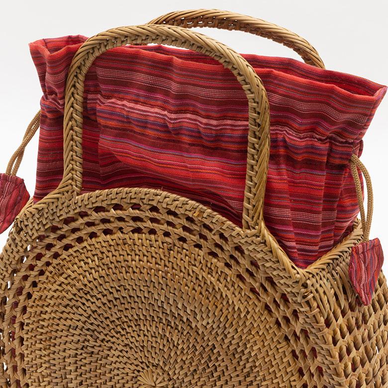 アタバッグ かごバッグ かご バッグ ラウンド 約 W 26cm D 10cm H 35cm アタ ハンドバッグ おでかけ 浴衣 和装 アジアン 雑貨 13952 | ブランド登録なし | 17
