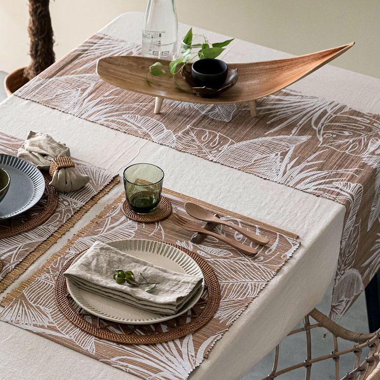 テーブルランナー ウォーターヒヤシンス製 コットン 天然素材 ハンドメイド カラフル 食卓布 クロス トロピカル モンステラ ハワイアン バナナリーフ 13954 | ELEMENTS（インテリア） | 22