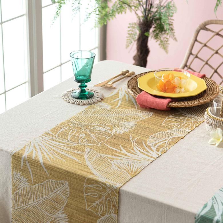 テーブルランナー ウォーターヒヤシンス製 コットン 天然素材 ハンドメイド カラフル 食卓布 クロス トロピカル モンステラ ハワイアン バナナリーフ 13954 | ELEMENTS（インテリア） | 23
