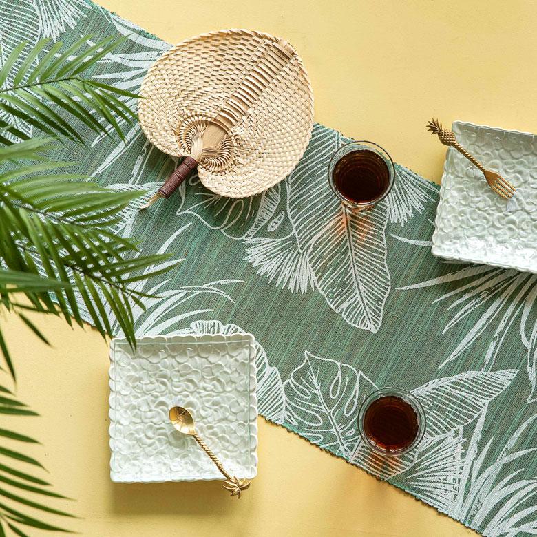 テーブルランナー ウォーターヒヤシンス製 コットン 天然素材 ハンドメイド カラフル 食卓布 クロス トロピカル モンステラ ハワイアン バナナリーフ 13954 | ELEMENTS（インテリア） | 09