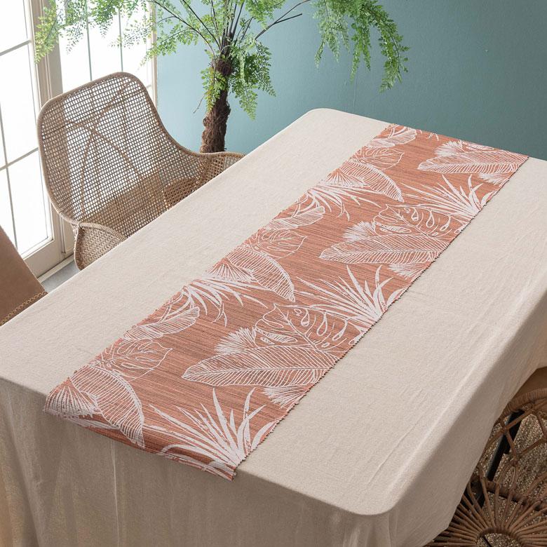 テーブルランナー ウォーターヒヤシンス製 コットン 天然素材 ハンドメイド カラフル 食卓布 クロス トロピカル モンステラ ハワイアン バナナリーフ 13954 | ELEMENTS（インテリア） | 10