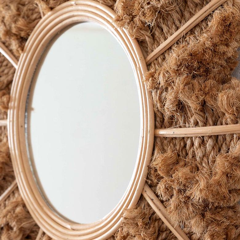 ミラー 鏡 壁掛け ラタン 麻 ロープ 約 直径 60cm 壁掛けミラー ウォールミラー 壁掛け鏡 デザインミラー ウォールデコレーション インテリア 13955 | ブランド登録なし | 01