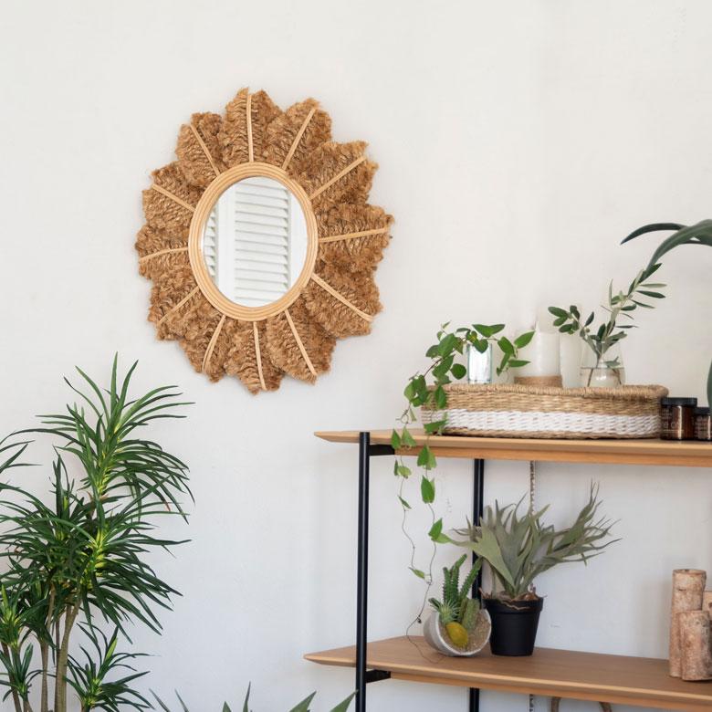 ミラー 鏡 壁掛け ラタン 麻 ロープ 約 直径 60cm 壁掛けミラー ウォールミラー 壁掛け鏡 デザインミラー ウォールデコレーション インテリア 13955 | ブランド登録なし | 15