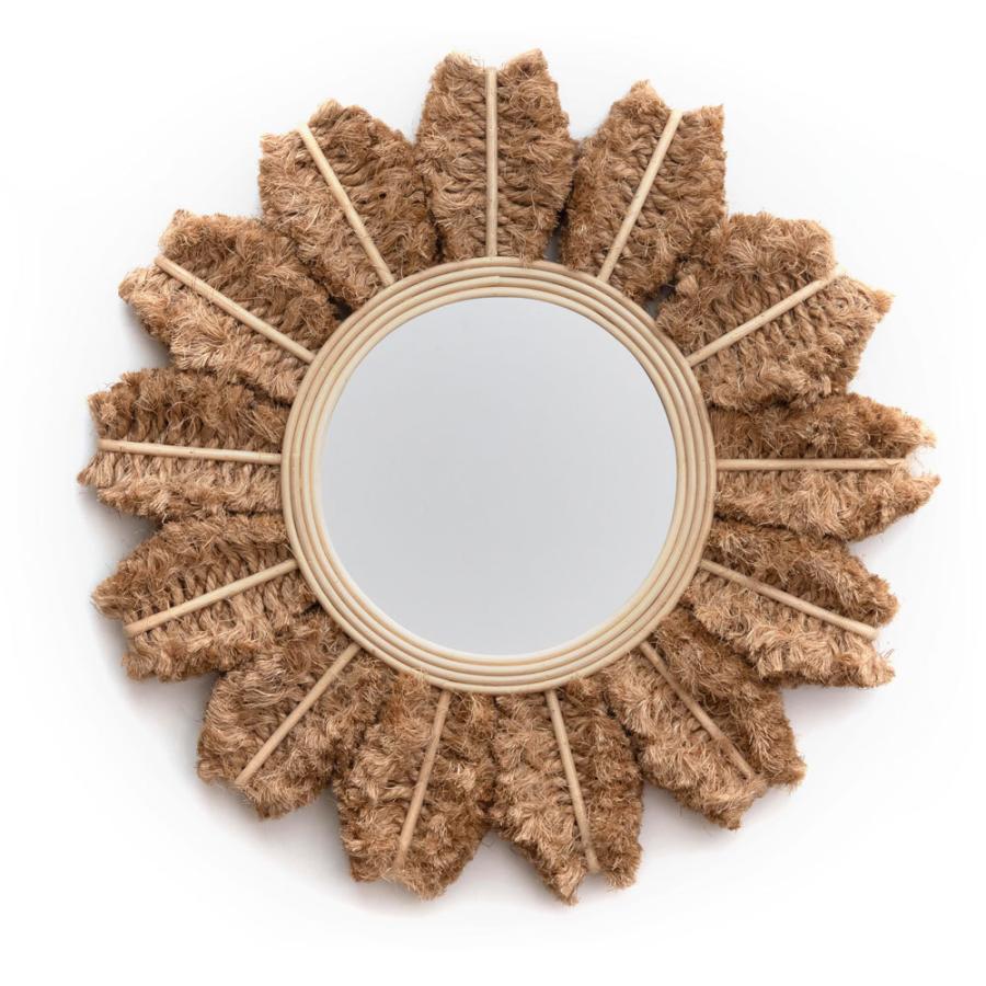 ミラー 鏡 壁掛け ラタン 麻 ロープ 約 直径 60cm 壁掛けミラー ウォールミラー 壁掛け鏡 デザインミラー ウォールデコレーション インテリア 13955 | ブランド登録なし | 19