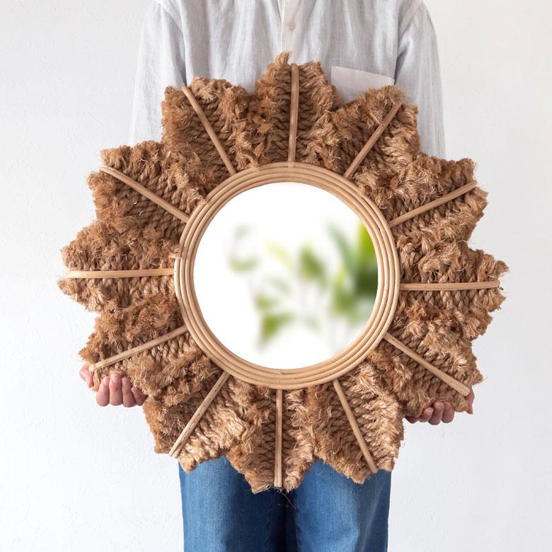ミラー 鏡 壁掛け ラタン 麻 ロープ 約 直径 60cm 壁掛けミラー ウォールミラー 壁掛け鏡 デザインミラー ウォールデコレーション インテリア 13955 | ブランド登録なし | 02