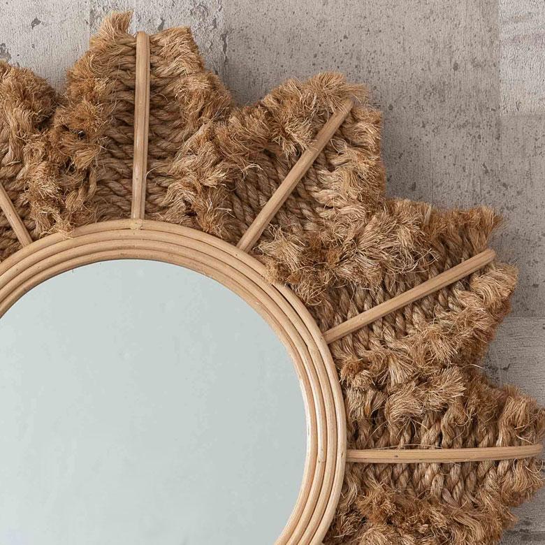 ミラー 鏡 壁掛け ラタン 麻 ロープ 約 直径 60cm 壁掛けミラー ウォールミラー 壁掛け鏡 デザインミラー ウォールデコレーション インテリア 13955 | ブランド登録なし | 06