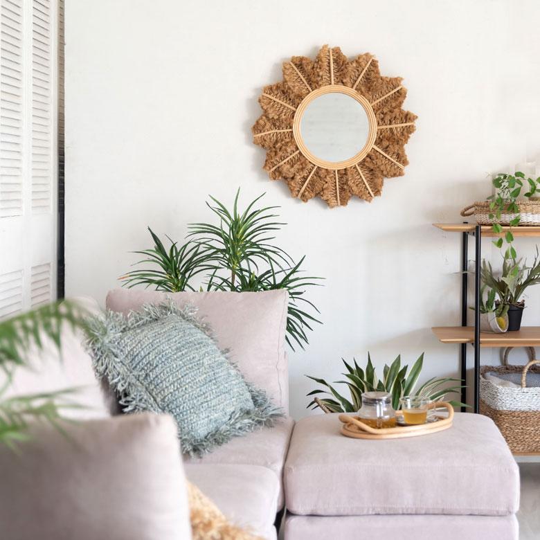 ミラー 鏡 壁掛け ラタン 麻 ロープ 約 直径 60cm 壁掛けミラー ウォールミラー 壁掛け鏡 デザインミラー ウォールデコレーション インテリア 13955 | ブランド登録なし | 07