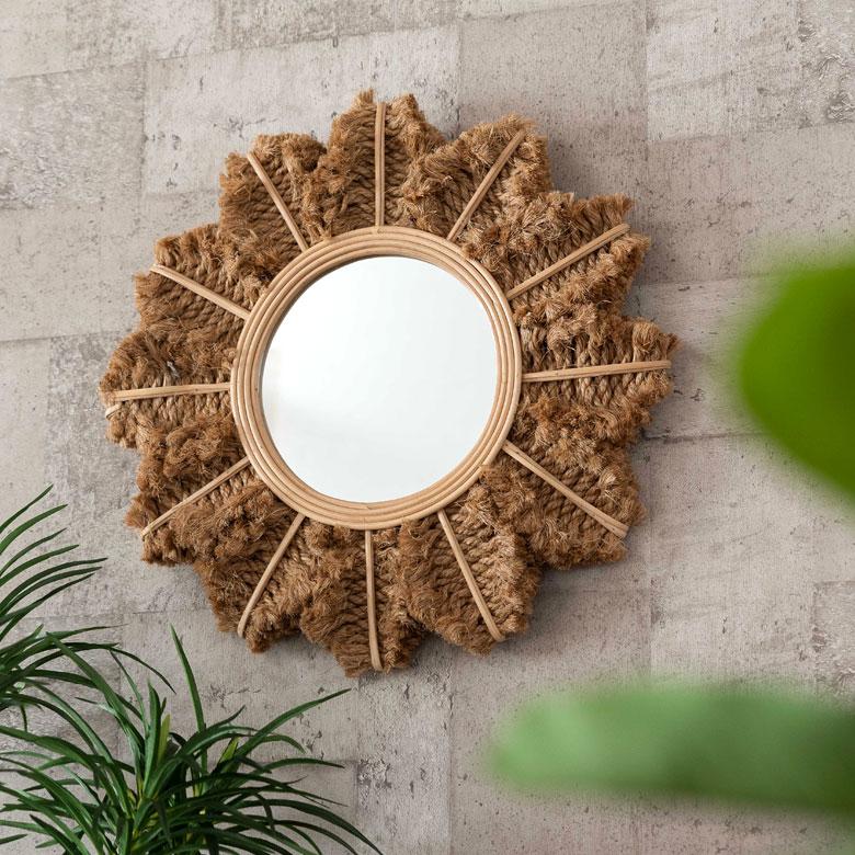 ミラー 鏡 壁掛け ラタン 麻 ロープ 約 直径 60cm 壁掛けミラー ウォールミラー 壁掛け鏡 デザインミラー ウォールデコレーション インテリア 13955 | ブランド登録なし | 08
