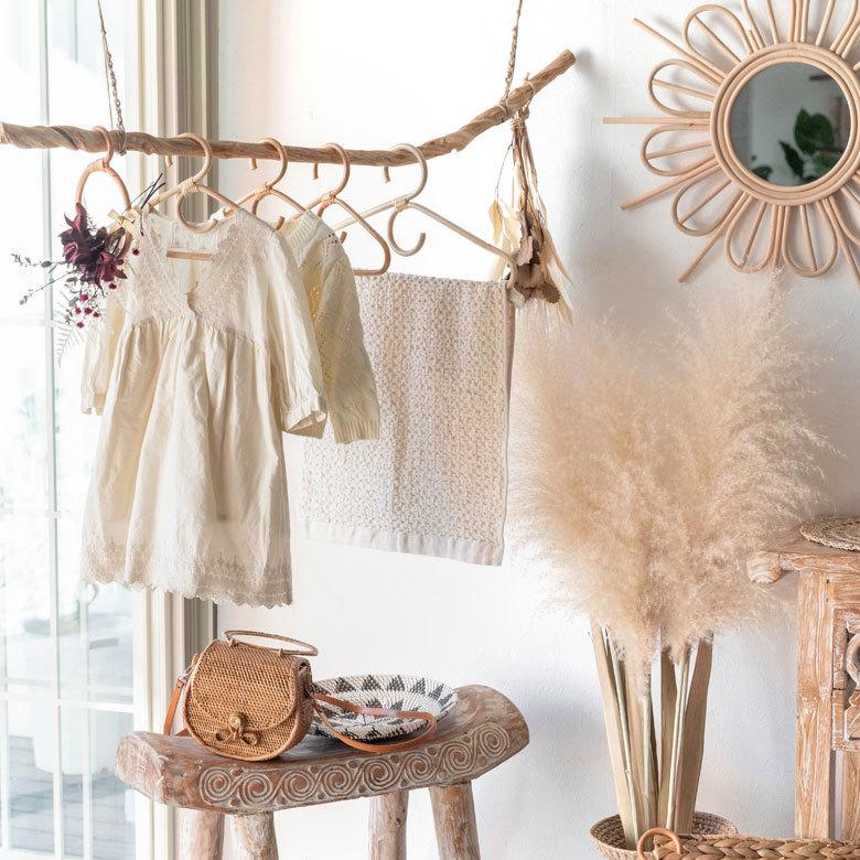 ラタンハンガーM 籐 ナチュラル ライトブラウン W40cm 大人用 タオルハンガー 衣類収納 ディスプレイ アジアン 13959 | ELEMENTS（インテリア） | 07