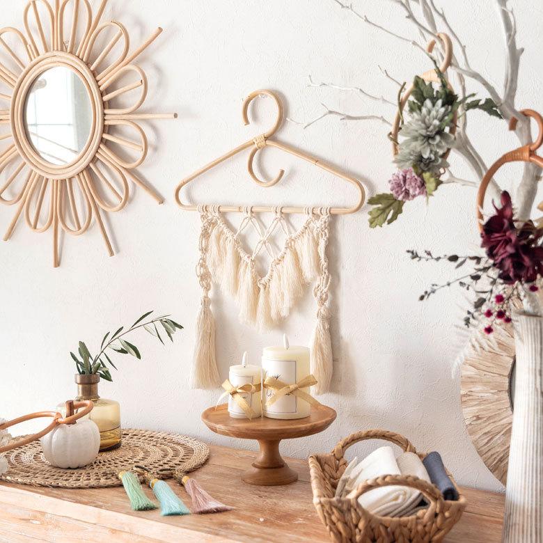 ラタンハンガーM 籐 ナチュラル ライトブラウン W40cm 大人用 タオルハンガー 衣類収納 ディスプレイ アジアン 13959 | ELEMENTS（インテリア） | 09