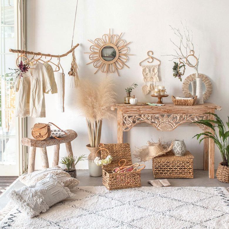 ラタンハンガーL 籐 ナチュラル ライトブラウン W46cm 大人用 タオルハンガー 衣類収納 ディスプレイ アジアン 13960 | ELEMENTS（インテリア） | 12