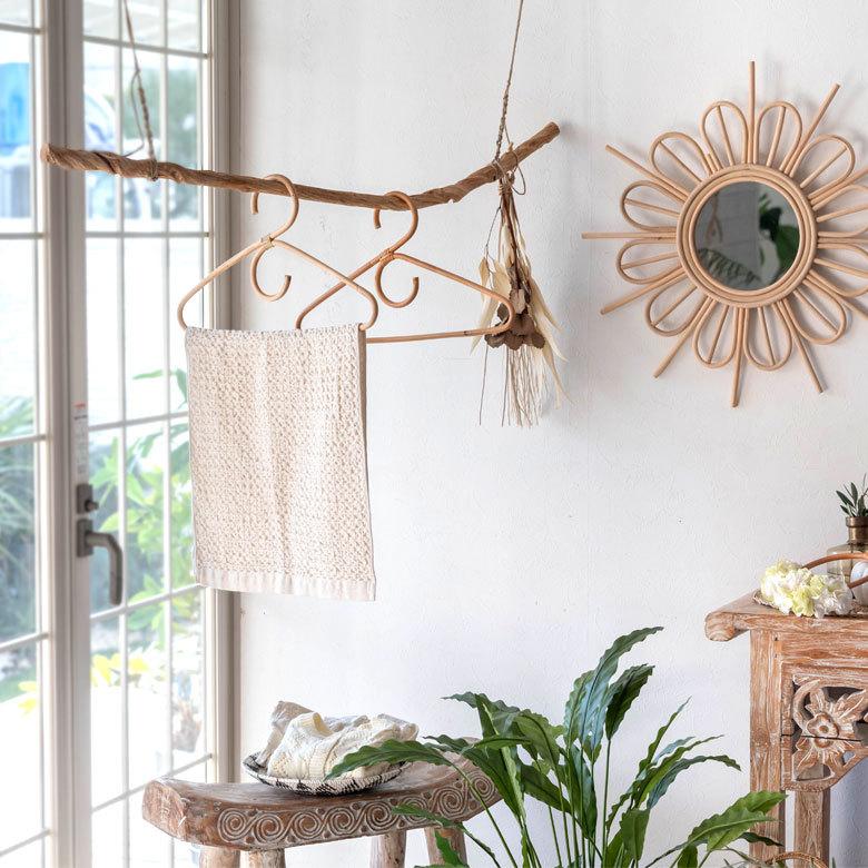 ラタンハンガーL 籐 ナチュラル ライトブラウン W46cm 大人用 タオルハンガー 衣類収納 ディスプレイ アジアン 13960 | ELEMENTS（インテリア） | 16