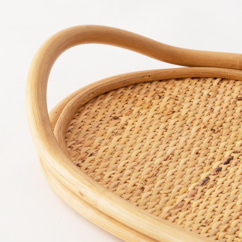 ELEMENTS（インテリア） トレイ オーバル ラタン 籐 お盆 トレー