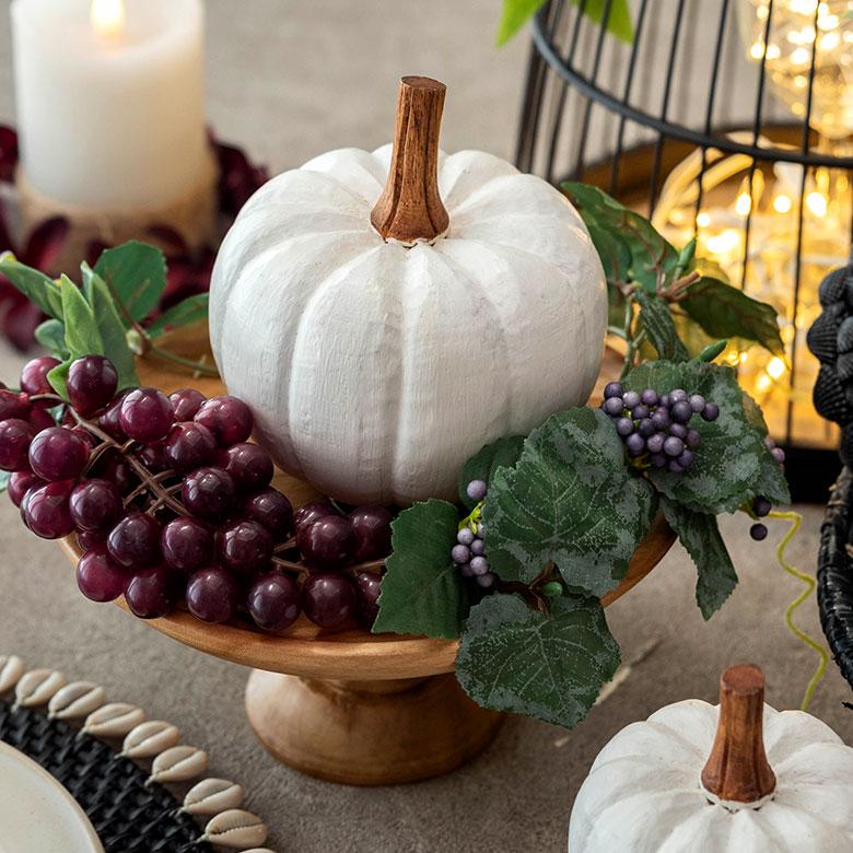 パンプキン Mサイズ 置物 オブジェ かぼちゃ ハロウィン パーティー グッズ 雑貨 ブラック 木彫り DIY デコレーション コーディネート  おしゃれ 13964 | ELEMENTS（インテリア） | 01