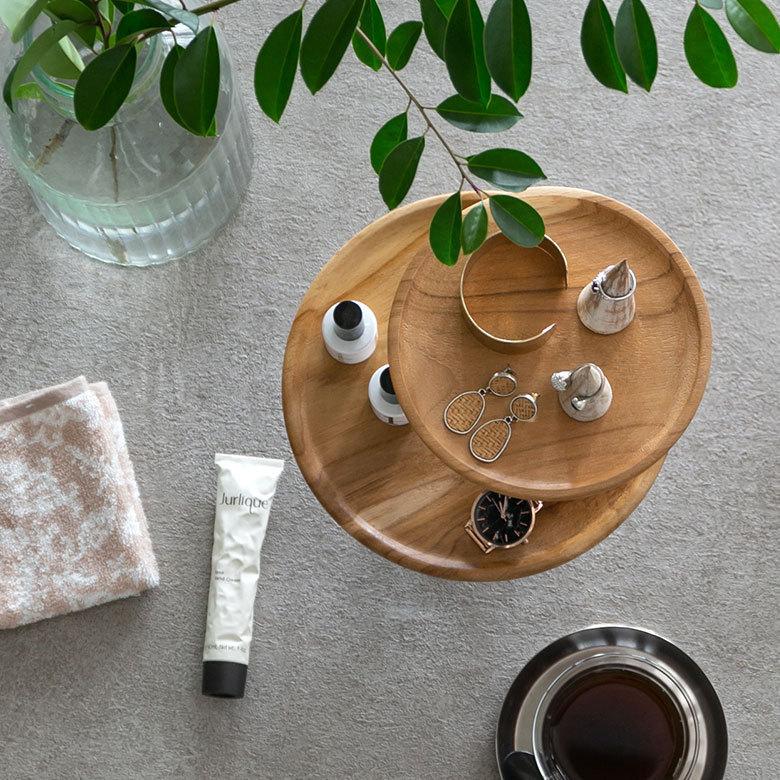 ケーキスタンド 木 木製 1段 Mサイズ 6号 直径 21cm ブラウン ケーキ トレー トレイ スタンド 台 タワー コンポート チークウッド アンティーク風 13967 | ELEMENTS（インテリア） | 13