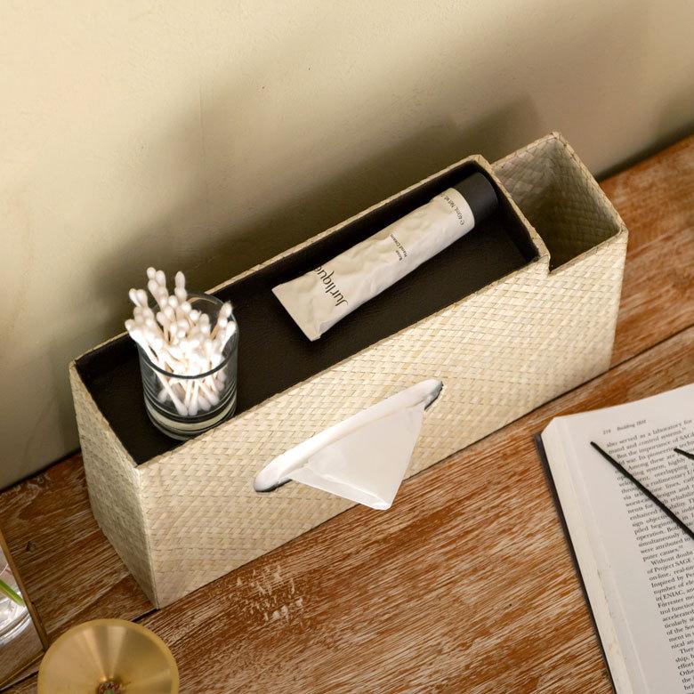 ティッシュケース 収納付き ティッシュ ボックス ケース カバー ホルダー おしゃれ 北欧 リゾート モダン エスニック 西海岸 落とし蓋  13971 | ELEMENTS（インテリア） | 02