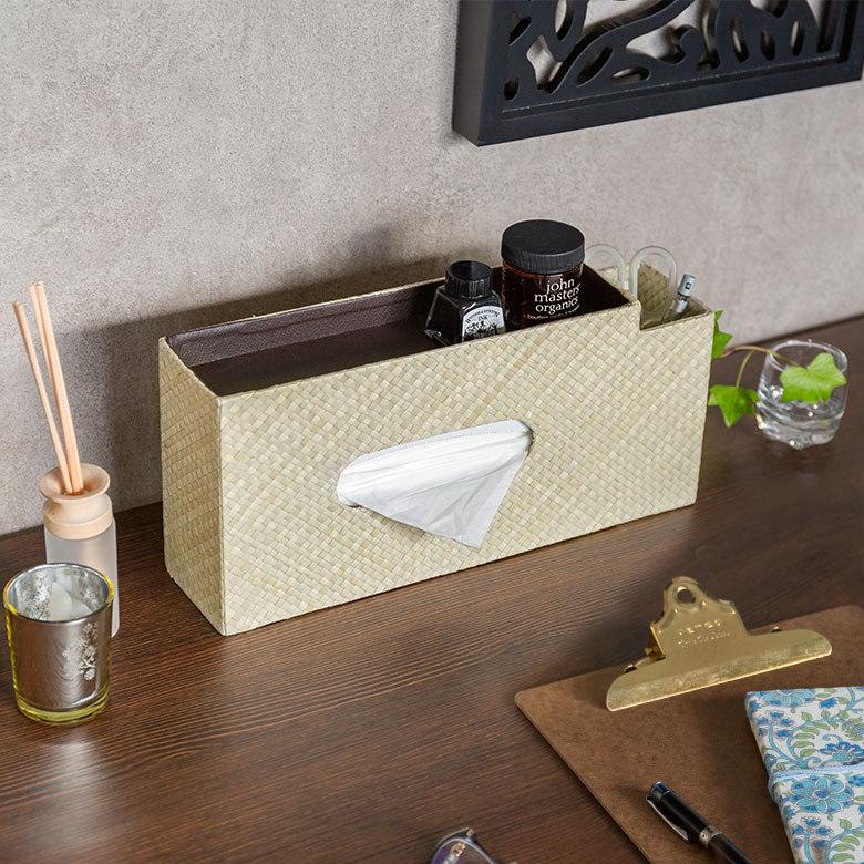 ティッシュケース 収納付き ティッシュ ボックス ケース カバー ホルダー おしゃれ 北欧 リゾート モダン エスニック 西海岸 落とし蓋  13971 | ELEMENTS（インテリア） | 13
