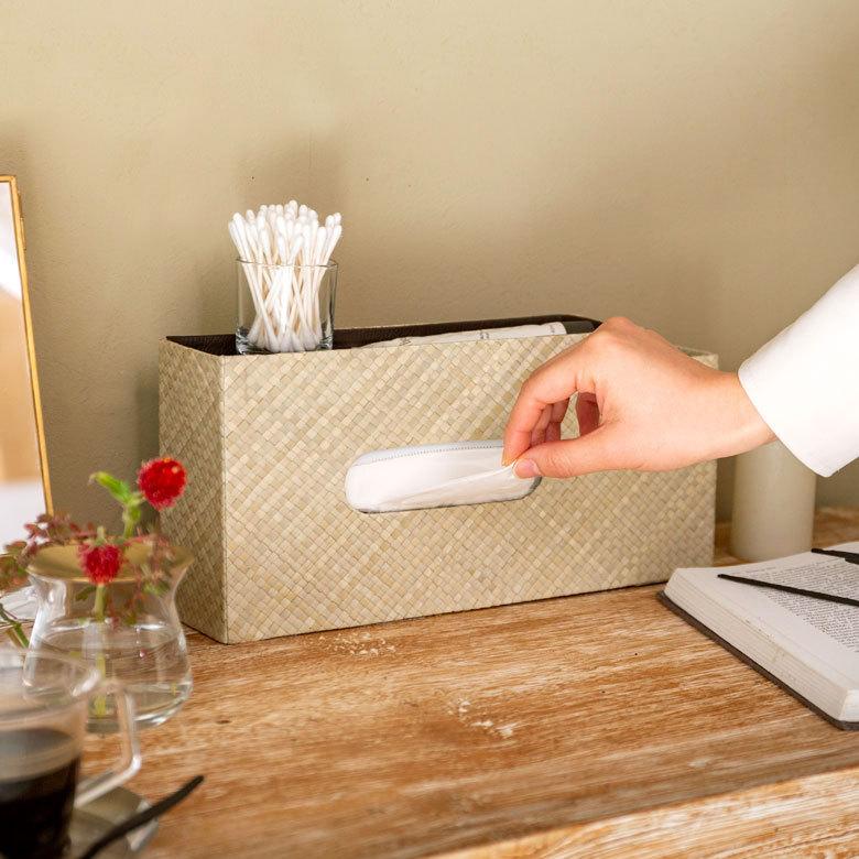 ティッシュケース 収納付き ティッシュ ボックス ケース カバー ホルダー おしゃれ 北欧 リゾート モダン エスニック 西海岸 落とし蓋  13971 | ELEMENTS（インテリア） | 16