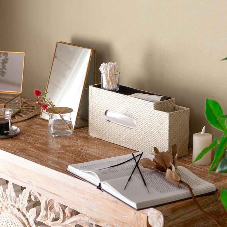 ティッシュケース 収納付き ティッシュ ボックス ケース カバー ホルダー おしゃれ 北欧 リゾート モダン エスニック 西海岸 落とし蓋  13971 | ELEMENTS（インテリア） | 17