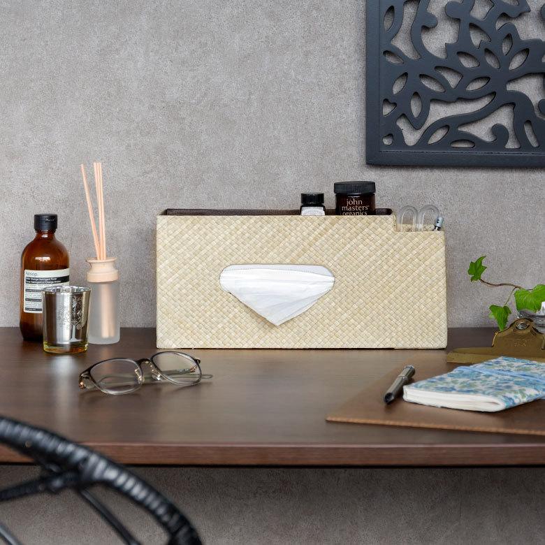 ティッシュケース 収納付き ティッシュ ボックス ケース カバー ホルダー おしゃれ 北欧 リゾート モダン エスニック 西海岸 落とし蓋  13971 | ELEMENTS（インテリア） | 05