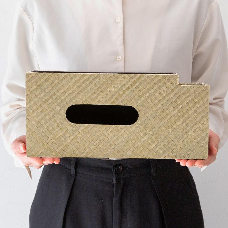 ティッシュケース 収納付き ティッシュ ボックス ケース カバー ホルダー おしゃれ 北欧 リゾート モダン エスニック 西海岸 落とし蓋  13971 | ELEMENTS（インテリア） | 09