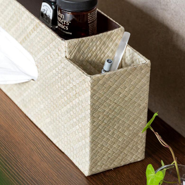 ティッシュケース 収納付き ティッシュ ボックス ケース カバー ホルダー おしゃれ 北欧 リゾート モダン エスニック 西海岸 落とし蓋  13971 | ELEMENTS（インテリア） | 10