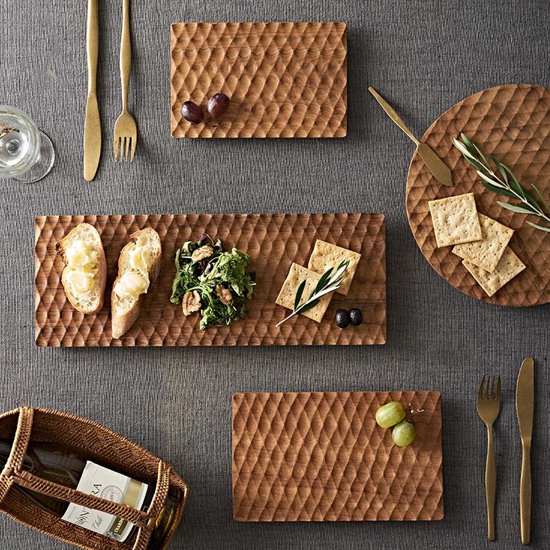 プレート 木製 チーク ウッド 約 Ｗ 40cm D 15cm × H 2cm お皿 長方形 長皿 TEAK WOOD カフェ 13972 | ELEMENTS（インテリア） | 09