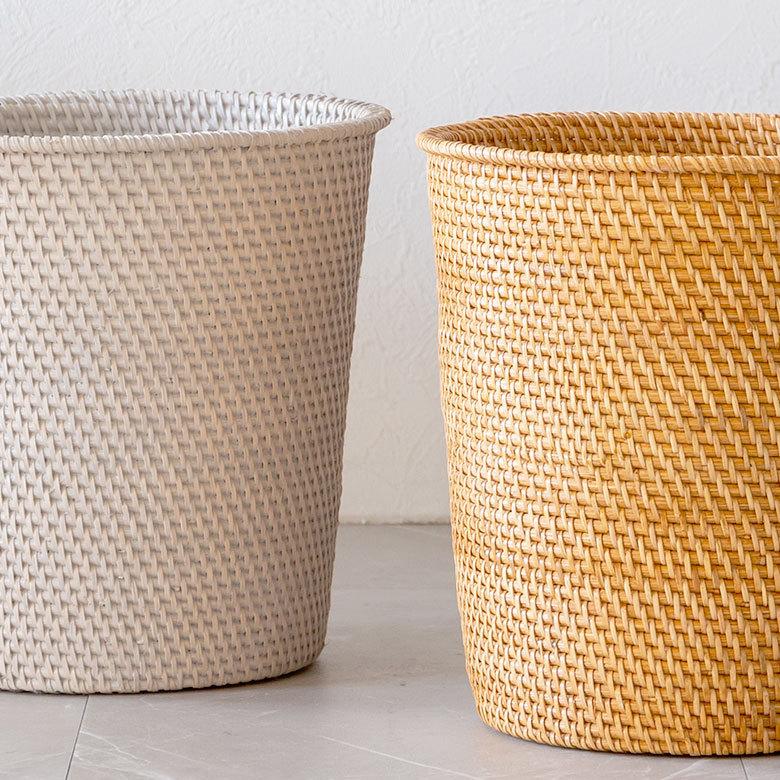 ゴミ箱 ダストボックス おしゃれ バスケット かご カゴ ラタン 籐 ホワイト ナチュラル 約 W 27.5cm D 27.5cm H 28cm 13976 プランターカバー 7号鉢 | ELEMENTS（インテリア） | 18