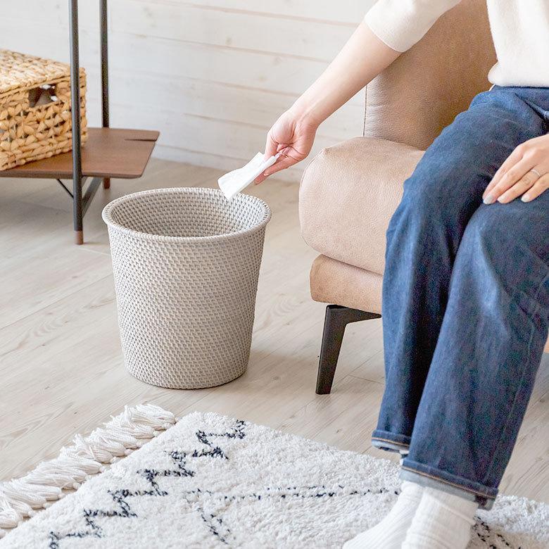 ゴミ箱 ダストボックス おしゃれ バスケット かご カゴ ラタン 籐 ホワイト ナチュラル 約 W 27.5cm D 27.5cm H 28cm 13976 プランターカバー 7号鉢 | ELEMENTS（インテリア） | 05