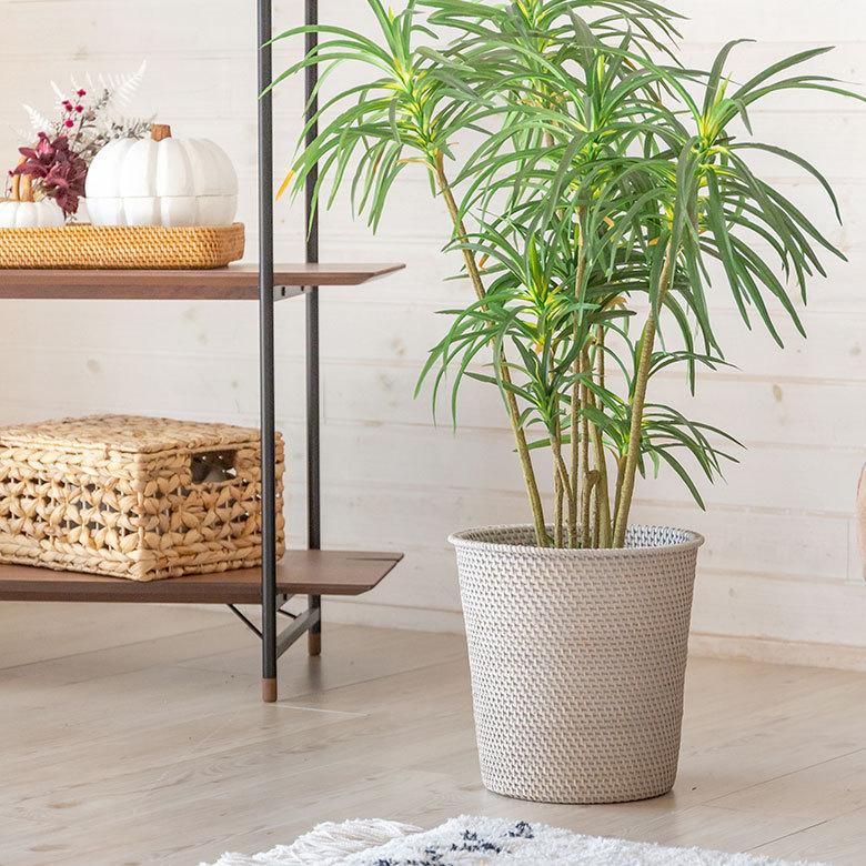 ゴミ箱 ダストボックス おしゃれ バスケット かご カゴ ラタン 籐 ホワイト ナチュラル 約 W 27.5cm D 27.5cm H 28cm 13976 プランターカバー 7号鉢 | ELEMENTS（インテリア） | 11