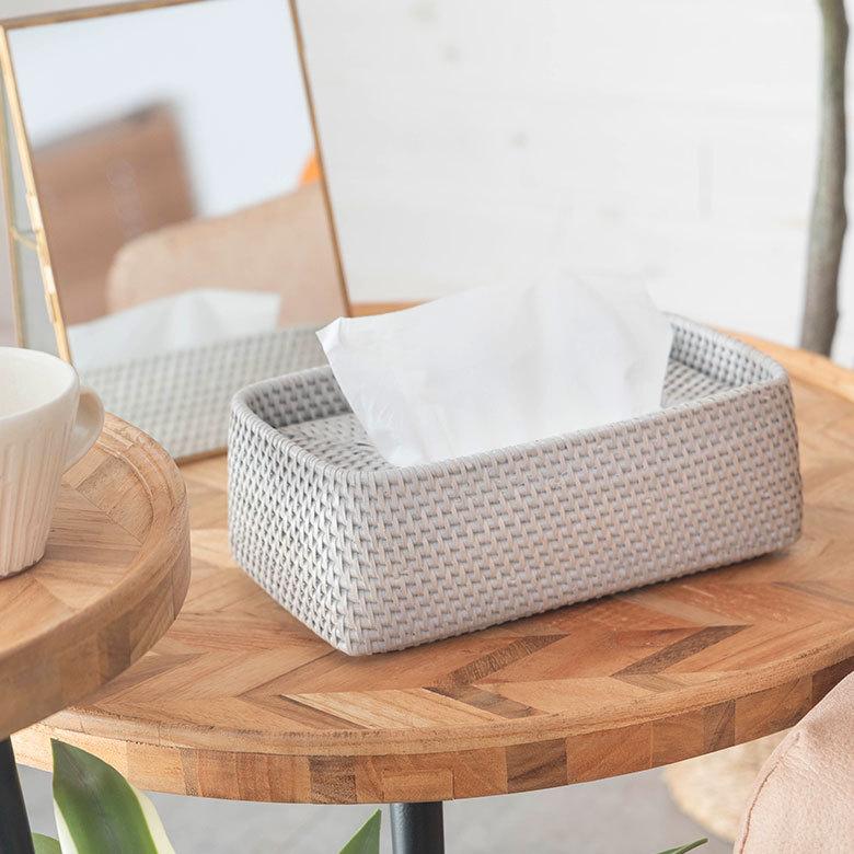 ティッシュケース ティッシュボックス おしゃれ 蓋付き ラタン 籐 ホワイト ナチュラル 約W26cm アジアン リゾート 北欧 13977 | ELEMENTS（インテリア） | 19