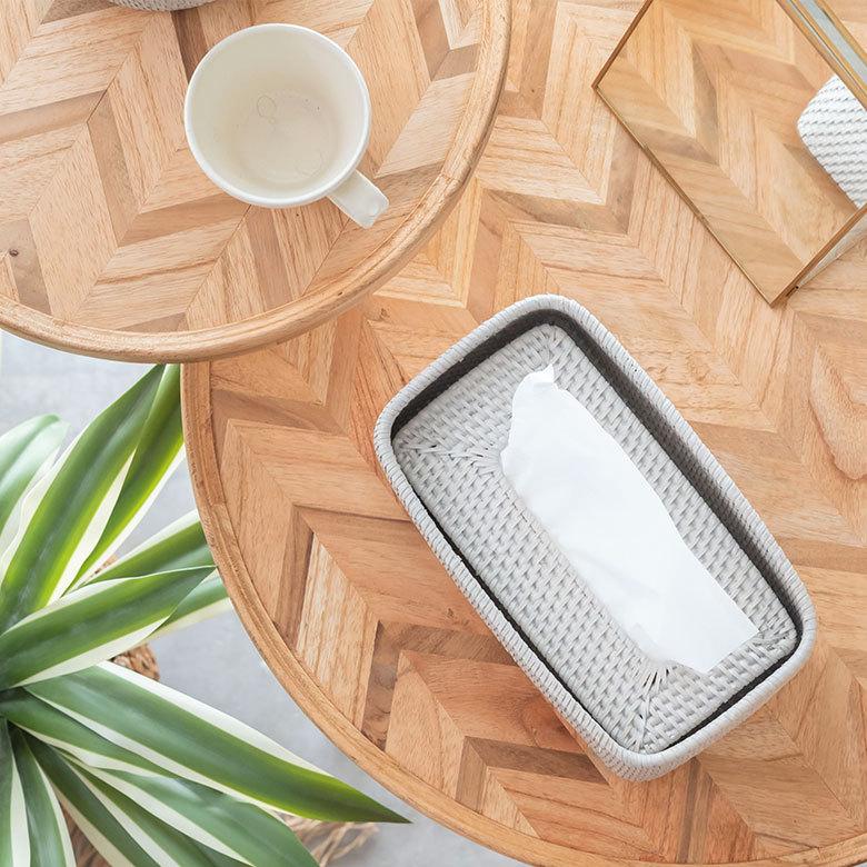 ティッシュケース ティッシュボックス おしゃれ 蓋付き ラタン 籐 ホワイト ナチュラル 約W26cm アジアン リゾート 北欧 13977 | ELEMENTS（インテリア） | 11