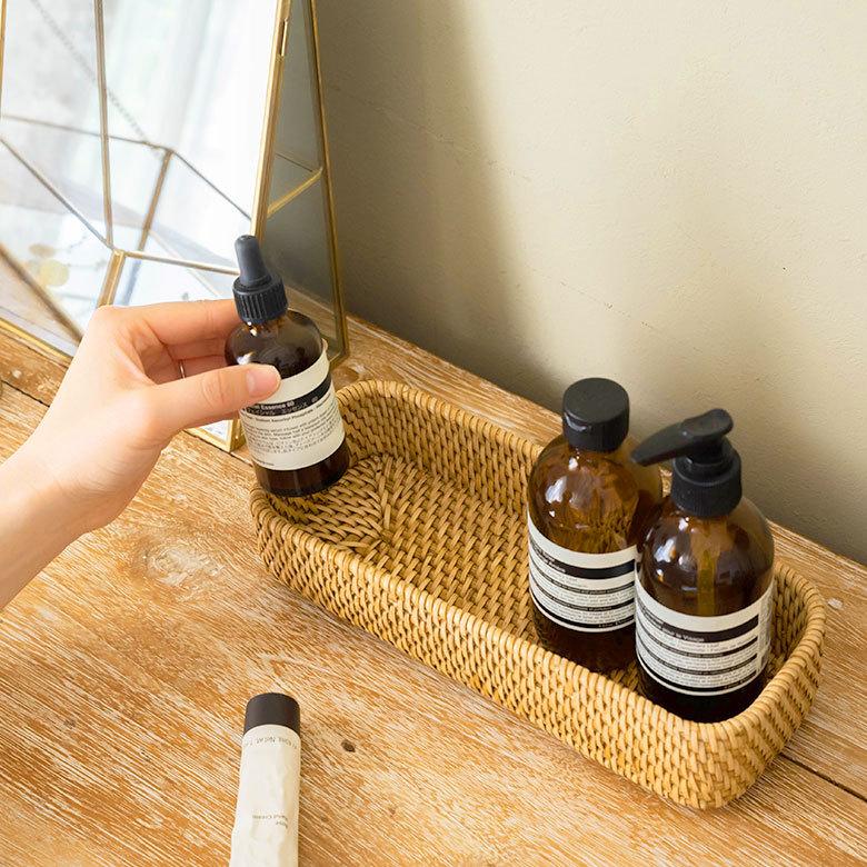 トレイ トレー 長方形 ボックス カトラリーケース ラタン 籐 ホワイト ナチュラル W約25.5cm アジアン リゾート テーブルコーディネート13978 | ELEMENTS（インテリア） | 12