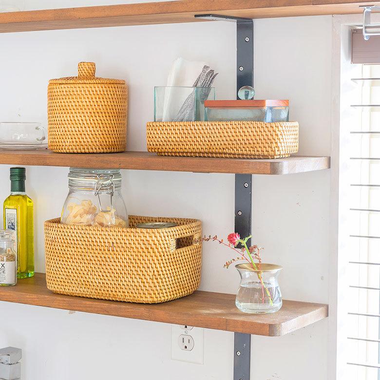 トレイ トレー 長方形 ボックス カトラリーケース ラタン 籐 ホワイト ナチュラル W約25.5cm アジアン リゾート テーブルコーディネート13978 | ELEMENTS（インテリア） | 17