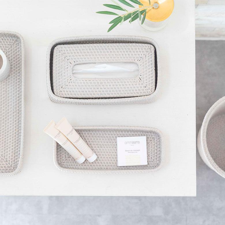 トレイ トレー 長方形 ボックス カトラリーケース ラタン 籐 ホワイト ナチュラル W約25.5cm アジアン リゾート テーブルコーディネート13978 | ELEMENTS（インテリア） | 18